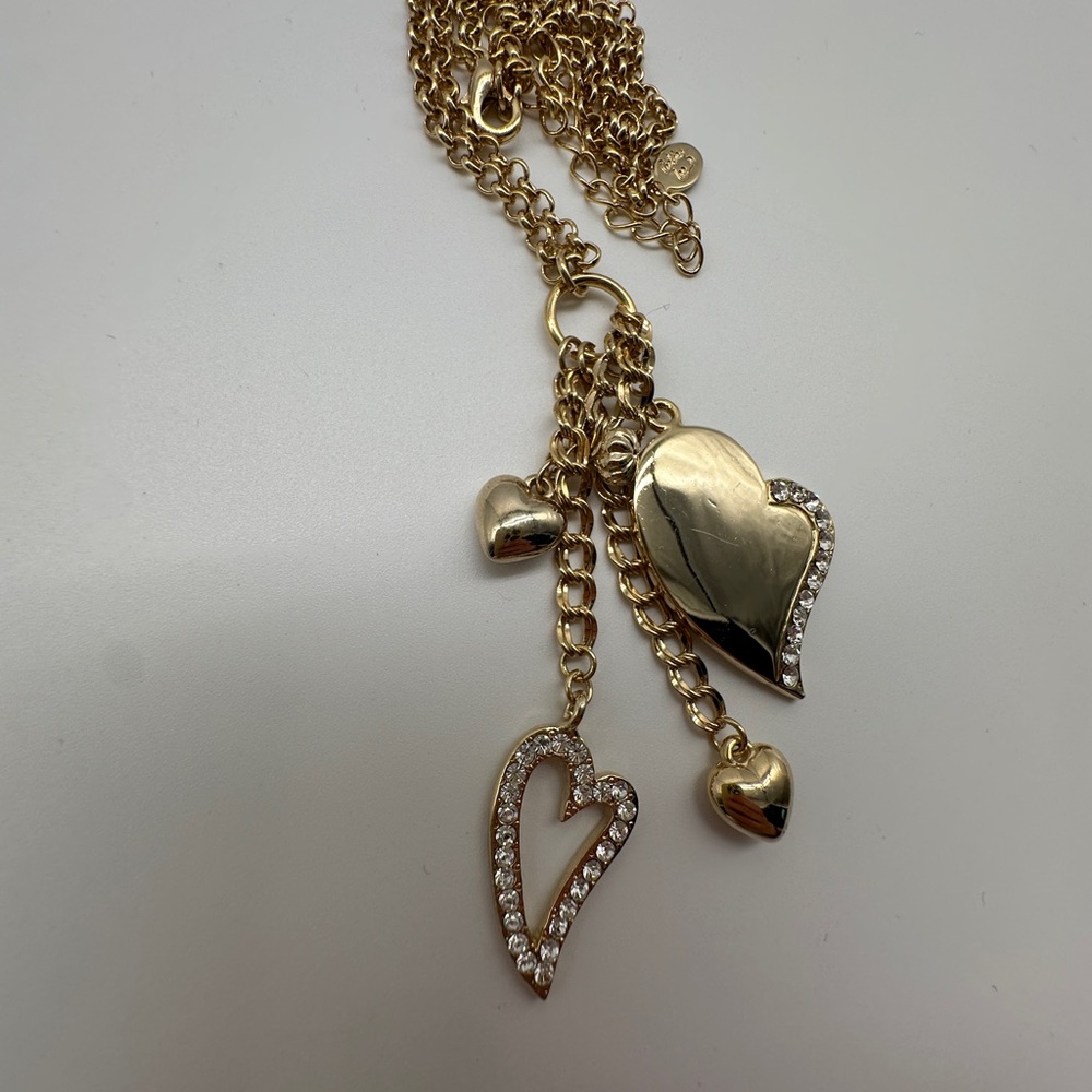 Cookie Lee Gold Heart Pendant Necklace with Sparkling Accents